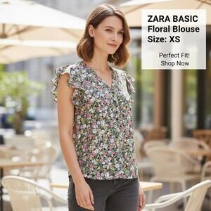 ZARA BASIC Floral Blouse Size XS